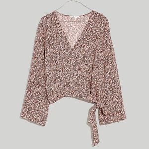 Madewell Tie-Front Wrap Top in Cottage Garden